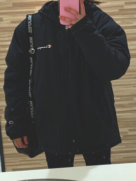 「Champion（チャンピオン）のアイテム（ブルゾン）」を使った、aikaさん（レディース・157cm）の冬コーディネート