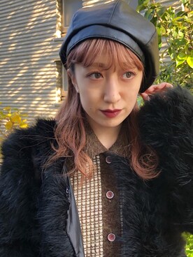 「Another Edition（アナザーエディション）のアイテム（ハンチング/ベレー帽）」を使った、yurika さん（レディース・153cm）の冬コーディネート