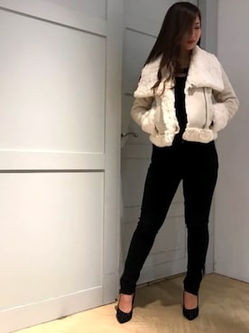 「秋のブラウンスタイル」｜「アイテム（ライダースジャケット）」を使った、mikuさん（レディース・163cm）の秋コーディネート