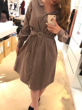 「LIPSERVICE（リップサービス）のアイテム（シャツワンピース）」を使った、mikuさん（レディース・163cm）の秋コーディネート