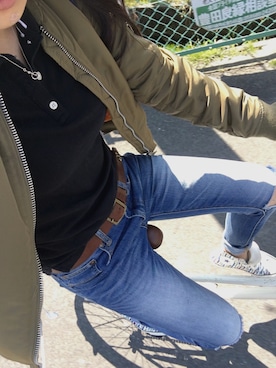 「American Eagle（アメリカンイーグル）のアイテム（ブルゾン）」を使った、Suzu*さん（レディース・161cm）の春コーディネート