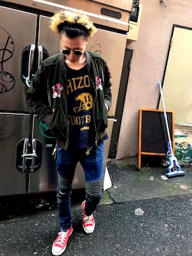 「glamb（グラム）のアイテム（ジャケット/アウター）」を使った、Mitsuさん（メンズ・170cm）の冬コーディネート
