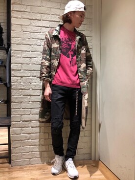 「HYSTERIC GLAMOUR（ヒステリックグラマー）のアイテム（ステンカラーコート）」を使った、Mitsuさん（メンズ・170cm）の秋コーディネート