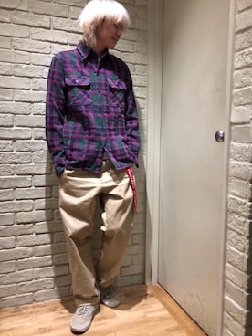 「HYSTERIC GLAMOUR（ヒステリックグラマー）のREVOLUTION SOUNDS刺繍 CPOシャツ（シャツ/ブラウス）」を使った、Mitsuさん（メンズ・170cm）の秋コーディネート