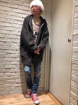 「HYSTERIC GLAMOUR（ヒステリックグラマー）のアイテム（モッズコート）」を使った、Mitsuさん（メンズ・170cm）の秋コーディネート