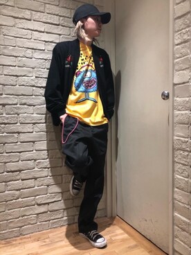 「アイテム（ウォレットチェーン、ピンク系）」を使った、Mitsuさん（メンズ・170cm）の春コーディネート