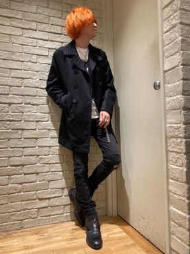 「スキニー」｜「アイテム（ピーコート）」を使った、Mitsuさん（メンズ・170cm）の秋コーディネート