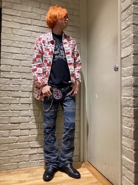 「アイテム（カバーオール、レッド系）」を使った、Mitsuさん（メンズ・170cm）の秋コーディネート