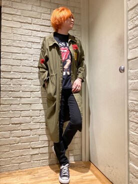 「アイテム（シャツワンピース）」を使った、Mitsuさん（メンズ・170cm）の秋コーディネート