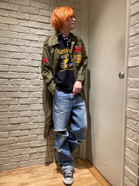 「アイテム（シャツワンピース）」を使った、Mitsuさん（メンズ・170cm）の秋コーディネート