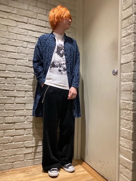 「アイテム（シャツワンピース、ブルー系）」を使った、Mitsuさん（メンズ・170cm）の秋コーディネート