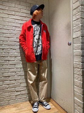 「HYSTERIC GLAMOUR（ヒステリックグラマー）のHYS WHISKY柄 刺繍キャップ（キャップ）」を使った、Mitsuさん（メンズ・170cm）の秋コーディネート