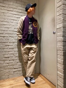 「HYSTERIC GLAMOUR（ヒステリックグラマー）のHYS WHISKY柄 刺繍キャップ（キャップ）」を使った、Mitsuさん（メンズ・170cm）の秋コーディネート