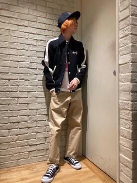 「HYSTERIC GLAMOUR（ヒステリックグラマー）のHYS WHISKY柄 刺繍キャップ（キャップ）」を使った、Mitsuさん（メンズ・170cm）の秋コーディネート