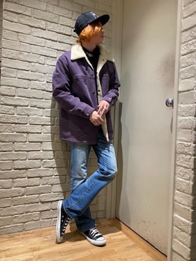 「HYSTERIC GLAMOUR（ヒステリックグラマー）のHYS WHISKY柄 刺繍キャップ（キャップ）」を使った、Mitsuさん（メンズ・170cm）の冬コーディネート