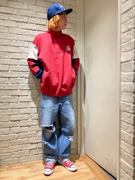 「HYSTERIC GLAMOUR（ヒステリックグラマー）のHYS WHISKY柄 刺繍キャップ（キャップ）」を使った、Mitsuさん（メンズ・170cm）の冬コーディネート