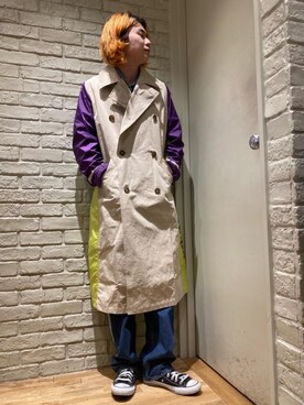 「HYSTERIC GLAMOUR（ヒステリックグラマー）のアイテム（トレンチコート）」を使った、Mitsuさん（メンズ・170cm）の冬コーディネート
