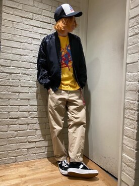 「コラボレーション」｜「アイテム（スカジャン）」を使った、Mitsuさん（メンズ・170cm）の冬コーディネート