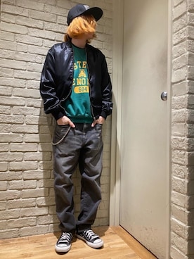 「HYSTERIC GLAMOUR（ヒステリックグラマー）のアイテム（スカジャン）」を使った、Mitsuさん（メンズ・170cm）の春コーディネート
