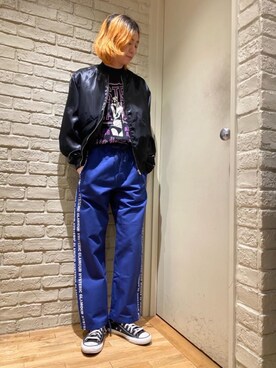 「HYSTERIC GLAMOUR（ヒステリックグラマー）のアイテム（スカジャン）」を使った、Mitsuさん（メンズ・170cm）の春コーディネート