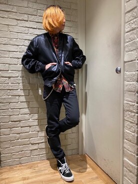 「HYSTERIC GLAMOUR（ヒステリックグラマー）のアイテム（スカジャン）」を使った、Mitsuさん（メンズ・170cm）の春コーディネート