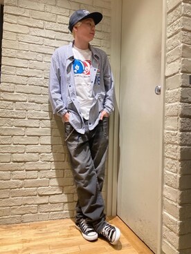 「HYSTERIC GLAMOUR（ヒステリックグラマー）のHYS WHISKY柄 刺繍キャップ（キャップ）」を使った、Mitsuさん（メンズ・170cm）の夏コーディネート