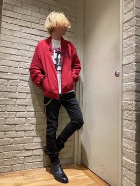 「ロックコーデ」｜「アイテム（ブルゾン）」を使った、Mitsuさん（メンズ・170cm）の秋コーディネート