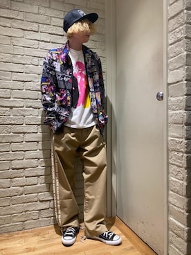 「HYSTERIC GLAMOUR（ヒステリックグラマー）のHYS WHISKY柄 刺繍キャップ（キャップ）」を使った、Mitsuさん（メンズ・170cm）の秋コーディネート