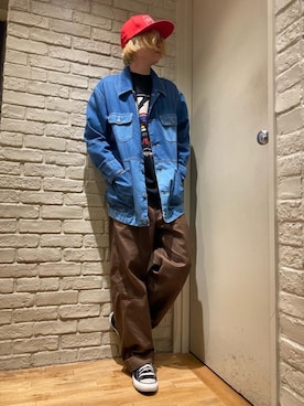 「HYSTERIC GLAMOUR（ヒステリックグラマー）のHYS WHISKY柄 刺繍キャップ（キャップ）」を使った、Mitsuさん（メンズ・170cm）の秋コーディネート