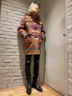 「HYSTERIC GLAMOUR（ヒステリックグラマー）のアイテム（ダッフルコート）」を使った、Mitsuさん（メンズ・170cm）の冬コーディネート