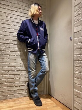 「コラボレーション」｜「アイテム（ブルゾン）」を使った、Mitsuさん（メンズ・170cm）の冬コーディネート