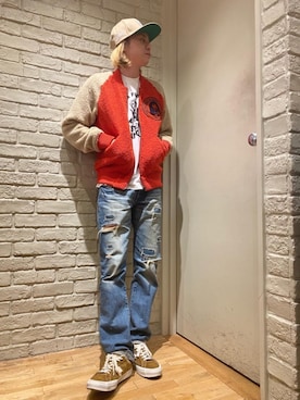 「コラボレーション」｜「アイテム（ブルゾン）」を使った、Mitsuさん（メンズ・170cm）の冬コーディネート