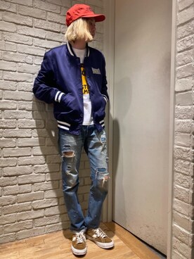 「コラボレーション」｜「アイテム（ブルゾン）」を使った、Mitsuさん（メンズ・170cm）の冬コーディネート