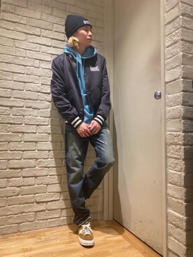 「コラボレーション」｜「アイテム（ブルゾン）」を使った、Mitsuさん（メンズ・170cm）の冬コーディネート