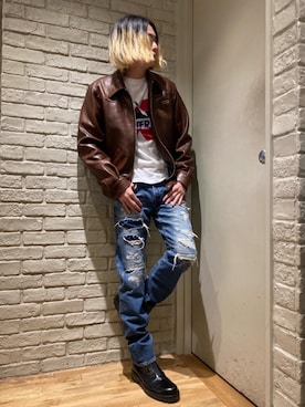 「コラボレーション」｜「アイテム（その他アウター）」を使った、Mitsuさん（メンズ・170cm）の冬コーディネート