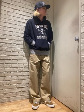 「HYSTERIC GLAMOUR（ヒステリックグラマー）のHYS WHISKY柄 刺繍キャップ（キャップ）」を使った、Mitsuさん（メンズ・170cm）の春コーディネート