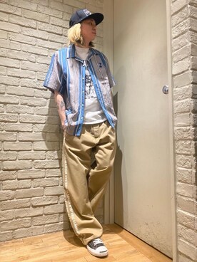 「HYSTERIC GLAMOUR（ヒステリックグラマー）のHYS WHISKY柄 刺繍キャップ（キャップ）」を使った、Mitsuさん（メンズ・170cm）の春コーディネート