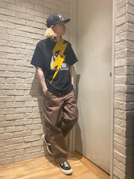 「HYSTERIC GLAMOUR（ヒステリックグラマー）のHYS WHISKY柄 刺繍キャップ（キャップ）」を使った、Mitsuさん（メンズ・170cm）の春コーディネート