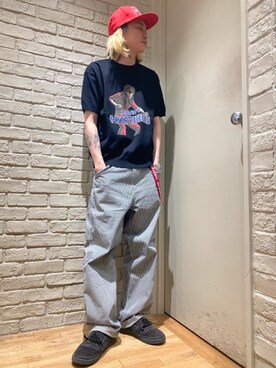 「HYSTERIC GLAMOUR（ヒステリックグラマー）のHYS WHISKY柄 刺繍キャップ（キャップ）」を使った、Mitsuさん（メンズ・170cm）の春コーディネート