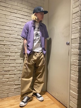 「HYSTERIC GLAMOUR（ヒステリックグラマー）のHYS WHISKY柄 刺繍キャップ（キャップ）」を使った、Mitsuさん（メンズ・170cm）の春コーディネート