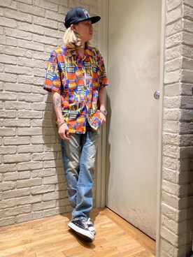 「HYSTERIC GLAMOUR（ヒステリックグラマー）のHYS WHISKY柄 刺繍キャップ（キャップ）」を使った、Mitsuさん（メンズ・170cm）の春コーディネート