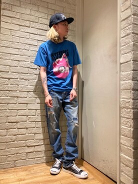 「HYSTERIC GLAMOUR（ヒステリックグラマー）のHYS WHISKY柄 刺繍キャップ（キャップ）」を使った、Mitsuさん（メンズ・170cm）の春コーディネート