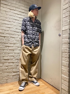 「HYSTERIC GLAMOUR（ヒステリックグラマー）のHYS WHISKY柄 刺繍キャップ（キャップ）」を使った、Mitsuさん（メンズ・170cm）の春コーディネート