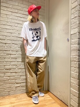 「HYSTERIC GLAMOUR（ヒステリックグラマー）のHYS WHISKY柄 刺繍キャップ（キャップ）」を使った、Mitsuさん（メンズ・170cm）の春コーディネート