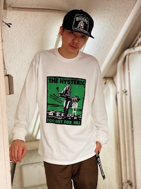 「HYSTERIC GLAMOUR（ヒステリックグラマー）のHYS WHISKY柄 刺繍キャップ（キャップ）」を使った、Mitsuさん（メンズ・170cm）の夏コーディネート