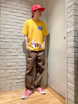 「HYSTERIC GLAMOUR（ヒステリックグラマー）のHYS WHISKY柄 刺繍キャップ（キャップ）」を使った、Mitsuさん（メンズ・170cm）の夏コーディネート