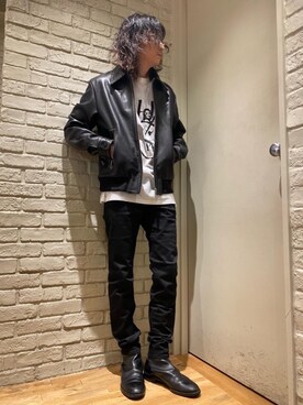 「ロックコーデ」｜「アイテム（ブルゾン）」を使った、Mitsuさん（メンズ・170cm）の秋コーディネート