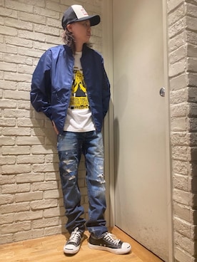 「でにむ」｜「アイテム（ミリタリージャケット）」を使った、Mitsuさん（メンズ・170cm）の秋コーディネート