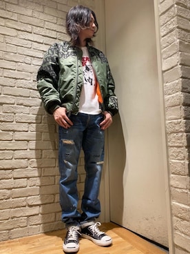 「HYSTERIC GLAMOUR（ヒステリックグラマー）のアイテム（MA-1）」を使った、Mitsuさん（メンズ・170cm）の秋コーディネート