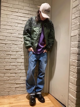 「HYSTERIC GLAMOUR（ヒステリックグラマー）のアイテム（MA-1）」を使った、Mitsuさん（メンズ・170cm）の秋コーディネート